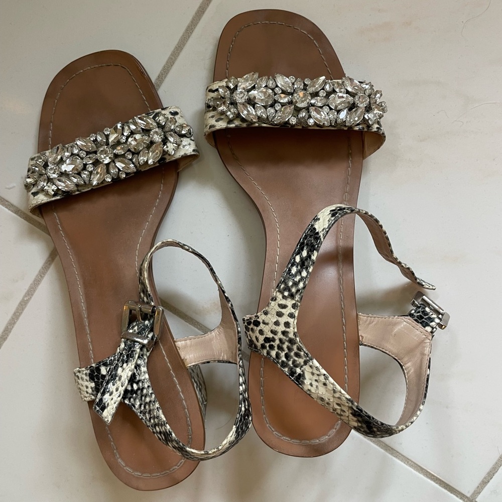 Dune London snakeskin rhinestone sandal